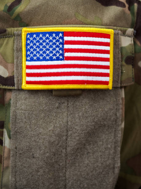 istock Close-up of U.S. flag patch on army uniform 686724606