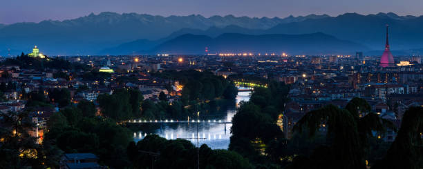 istock Turin cityscape panorama with river Po and twilight 686727786