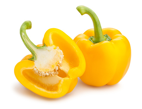 sliced yellow bell pepper isolated