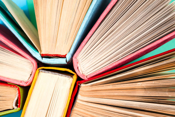 istock Top view of bright colorful hardback books in a circle. 686731086