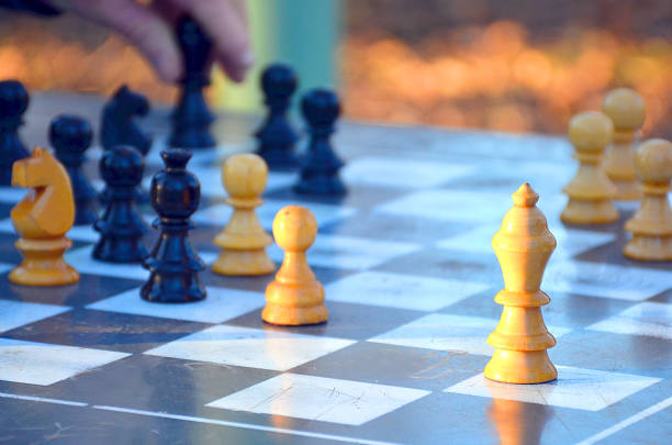 istock Senior Man Playing Chess At The Community Center 686734408