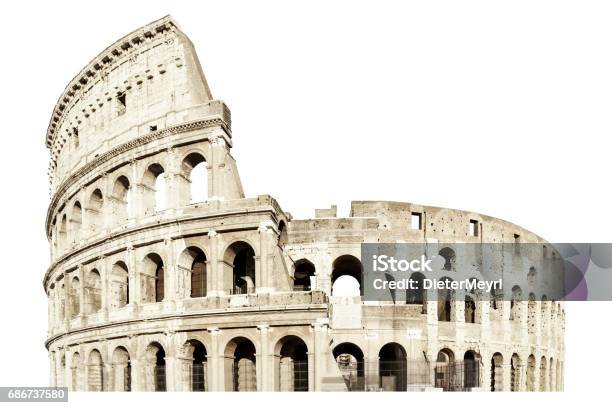 Coliseum Isolated On White Italy Rome Flavian Amphitheatr Stock Photo - Download Image Now