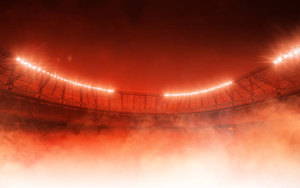soccer stadium in red steam