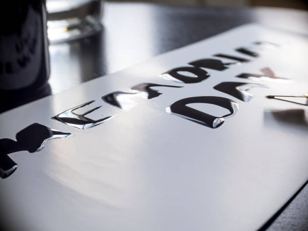 istock Memorial day calligraphy and lettering post glossy card. Extremely close-up 686743948