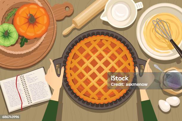 Pumpkin Pie Stock Illustration - Download Image Now - Thanksgiving - Holiday, Cooking, Food