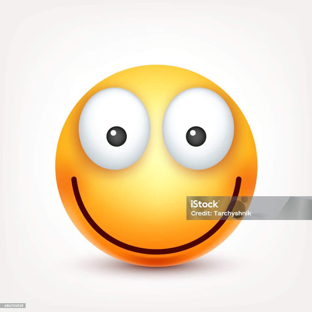 Biểu Tượng Cảm Xúc Cười Mỉm Cười Khuôn Mặt Vàng Với Cảm Xúc Nét ...