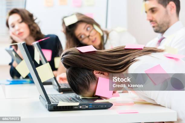 Office Workers Are Stressed And Overworked Stock Photo - Download Image Now - Emotional Stress, Teamwork, Working