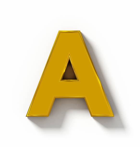 istock letter A 3D golden isolated on white with shadow - orthogonal projection 686762114