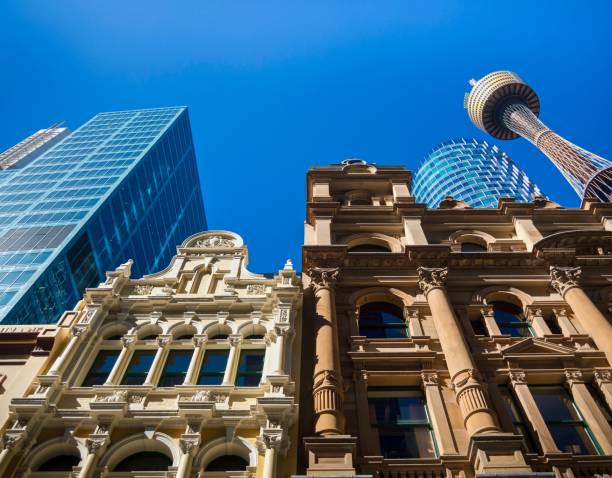 istock Historical Buildings On Skyscrapers Background  At Downtown Sydney 686762318