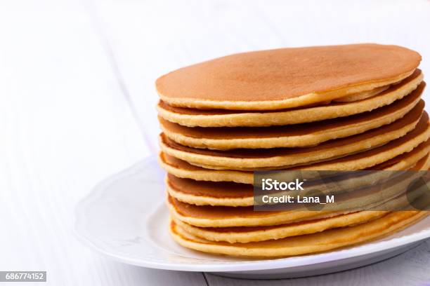 Homemade American Pancakes Stock Photo - Download Image Now - Baked, Bakery, Breakfast