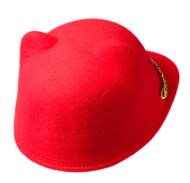 istock fedora hat. hat isolated on white background . red hat 686784260