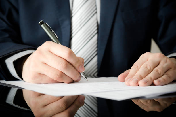 istock Businessman signs a contract 686792684