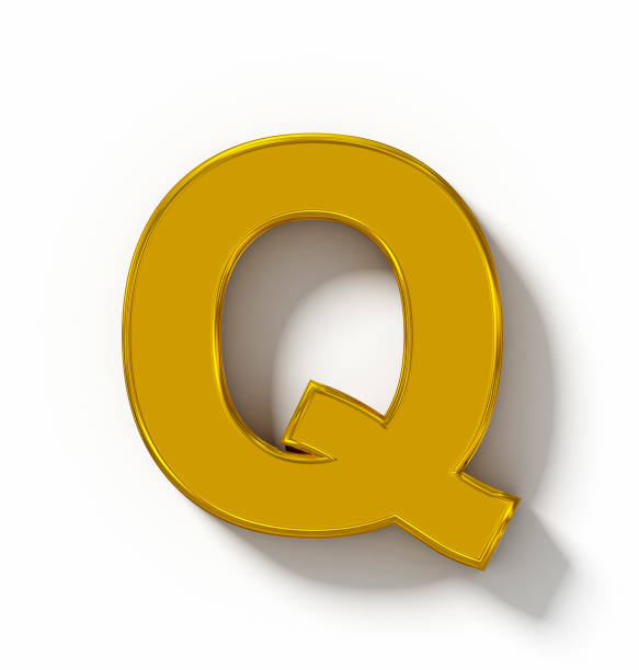 istock letter Q 3D golden isolated on white with shadow - orthogonal projection 686795046