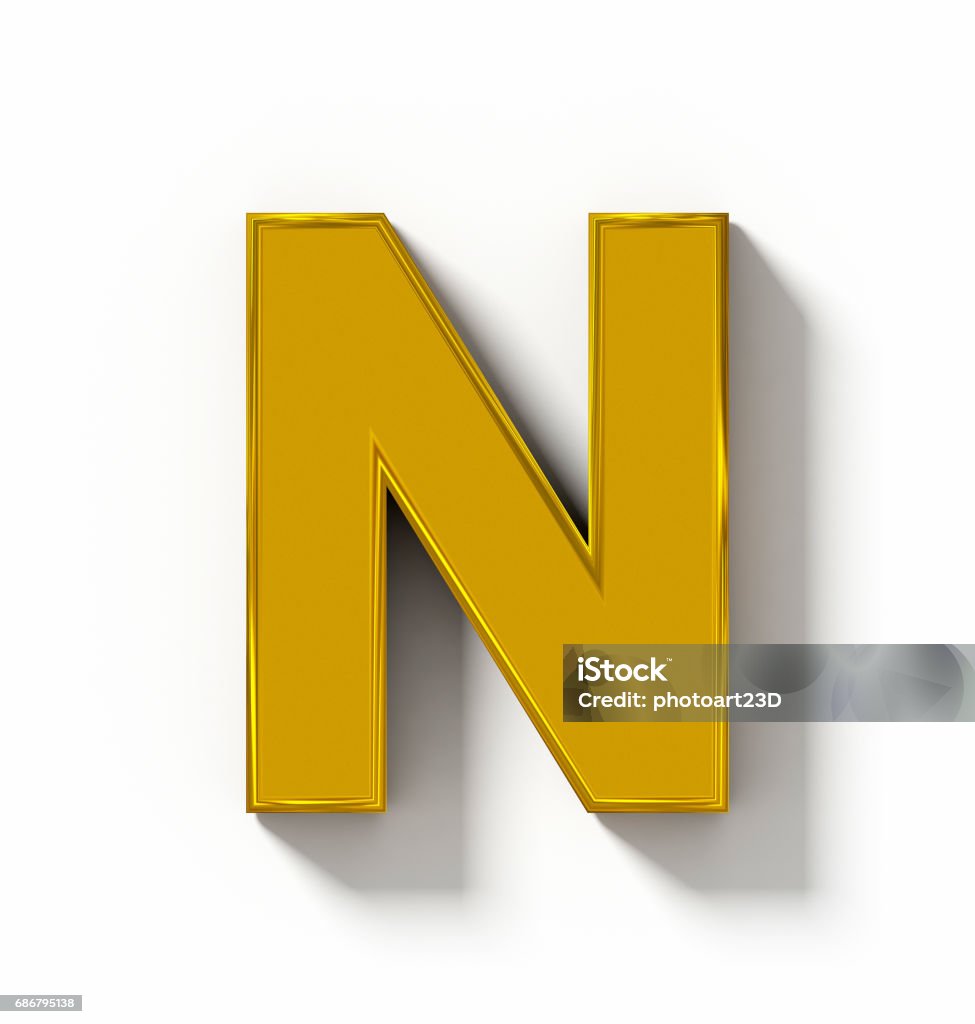 Chữ N 3d Vàng Cô Lập Trên Màu Trắng Với Bóng Chiếu Trực Giao Hình ...