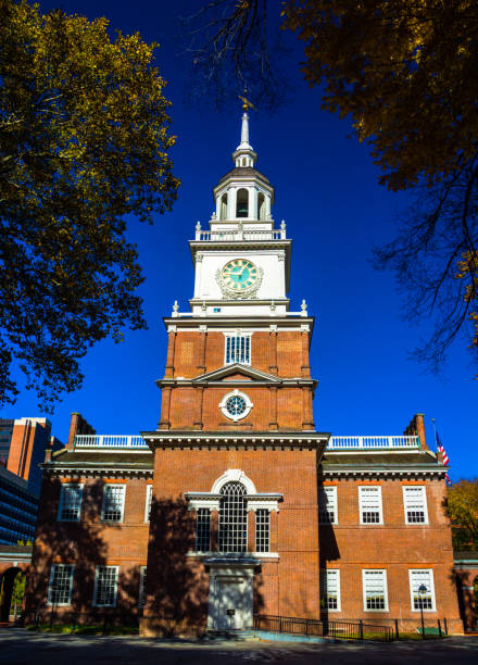 istock Independence Hall with Deep Blue Sky during Autumn, Portrait View 686805754