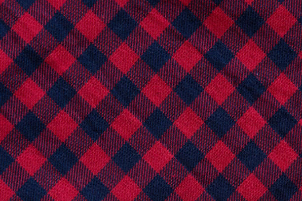 текстура клетчатой ткани с красными и синими полосами - plaid textile red cotton stock illustrations