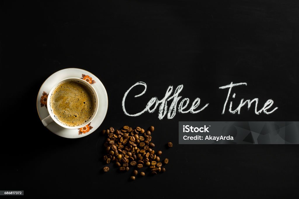 Coffee Time Text And Coffee Bean Stock Photo - Download Image Now ...