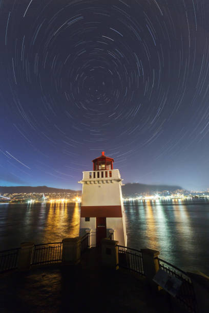 istock Startrails with Brockton Point Lighthouse, Stanley Park, Vancouver, BC, Canada 686830904