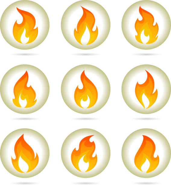 ilustrações de stock, clip art, desenhos animados e ícones de fire buttons - flaming torch fire flame sport torch