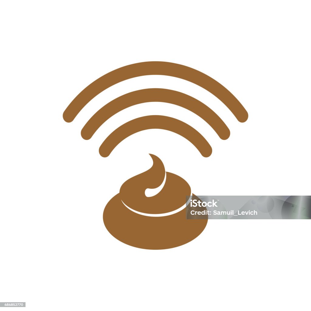 Wi-fi shit. WiFi turd. bullshit Wireless communication. bad connection button Brown stock vector
