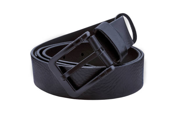 istock Rolled men's leather belt with metal buckle isolated on white 686860270