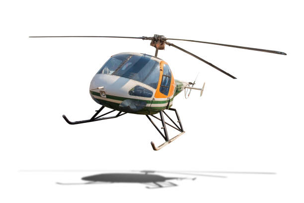 Old helicopter isolated on white background with clipping path.