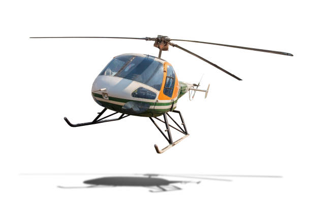 helicóptero velho isolado no fundo branco com trajeto de grampeamento. - blade white blue transportation - fotografias e filmes do acervo