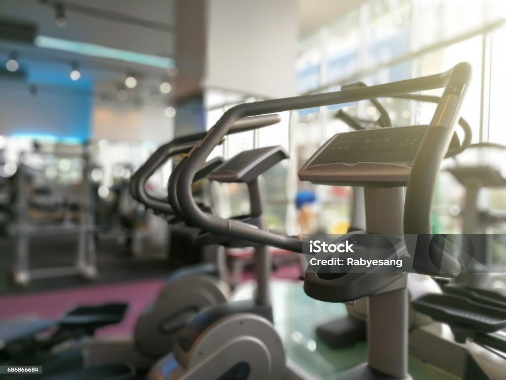 Part of Step Airwalk machines at fitness gym. - Selective focus Activity Stock Photo