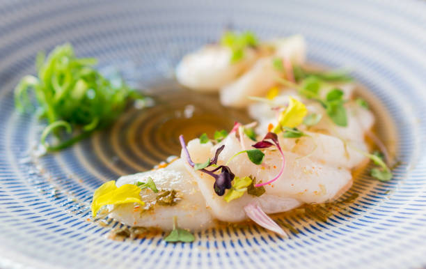 istock Closeup of raw scallops fine dining. 686869630