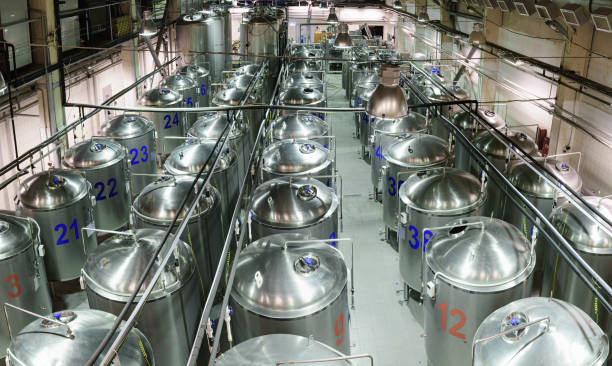 istock Long rows of glossy metal tanks 686870328
