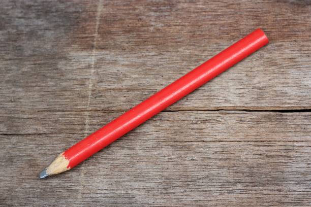 red construction pencil - carpenters pencil imagens e fotografias de stock