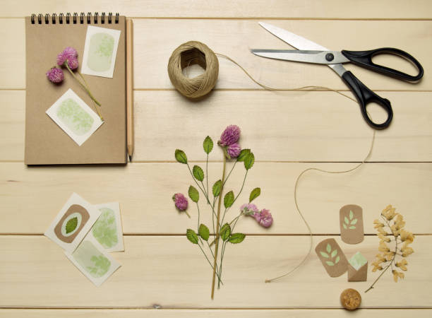 istock Craft paper sketch-book with flowers 686879214