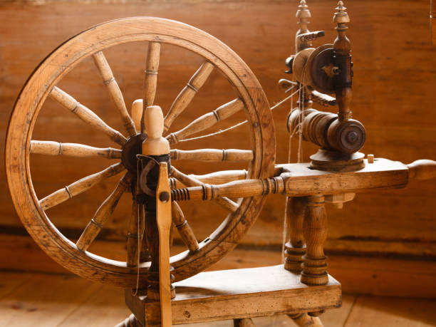 istock Oldfashioned wooden distaff, spindle, spinning wheel 686887400