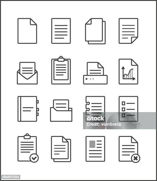 Satz Von Vektor Umriss Dateisymbole Management Stock Vektor Art und mehr Bilder von Dokument - Dokument, Icon, Papier