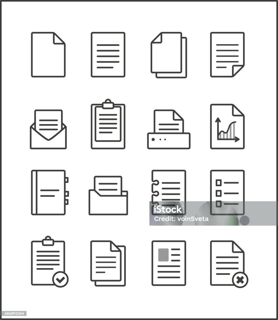 Set of vector outline file management icons Set of vector outline file management icons, document pictograms. File Icons. Document stock vector