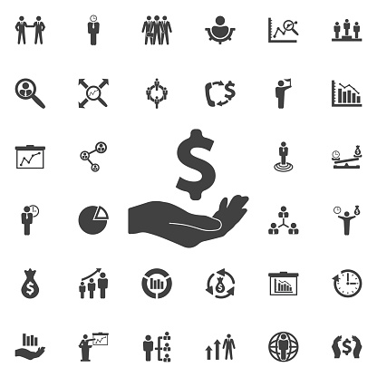 Dollar with hand icon. Business icons set