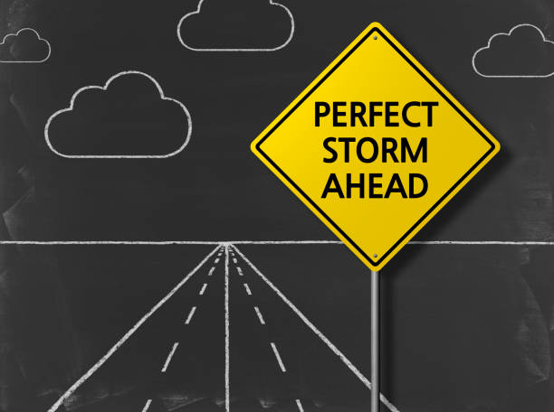 Perfect Storm Ahead - Business Chalkboard Background stock photo