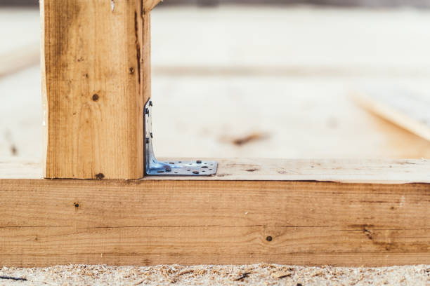 istock Building details, construction details with steel corner ribbed fixing plate 686911810