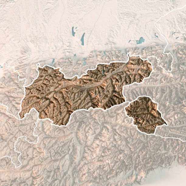 istock Tirol Bundesland Austria 3D Render Topographic Map Neutral Border Fade 686918090