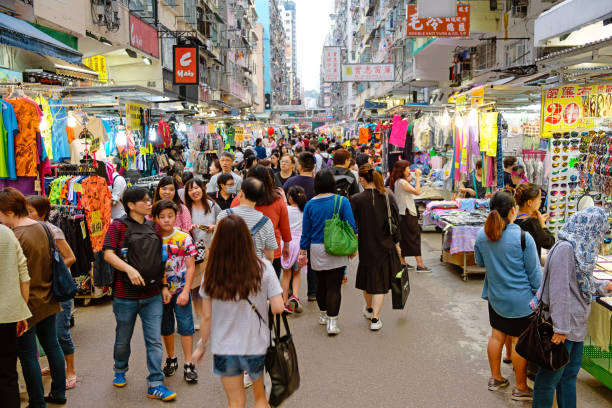 hong kong mong kok wet-épicerie - store market china city street photos et images de collection