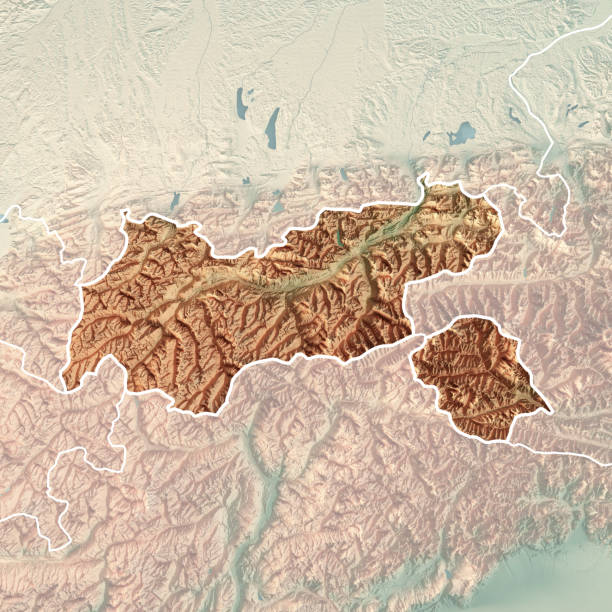 istock Tirol Bundesland Austria 3D Render Topographic Map Border Fade 686918204