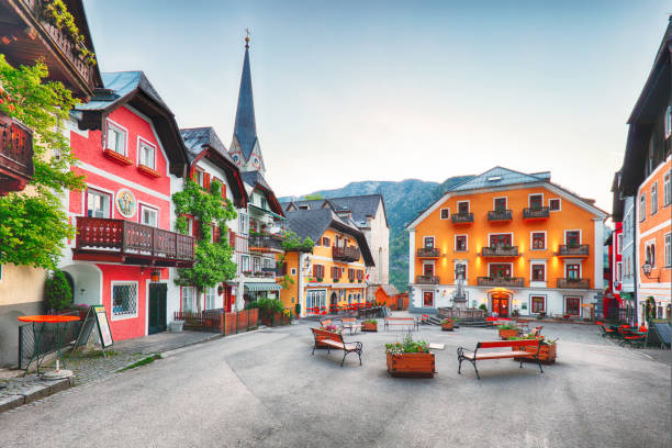istock Hallstatt square in Austria Alps mountain 686918392