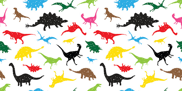 Dinosaur Seamless Pattern Wallpaper Vector Illustration Stock Illustration  - Download Image Now - iStock