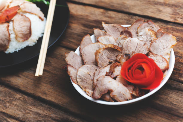 Chinese food, Fried pork with rice and egg