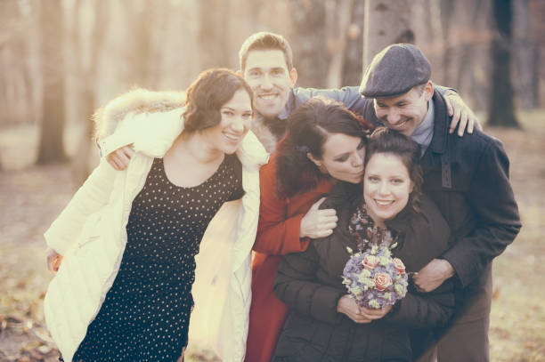 istock Happy Couple with Friends on Wedding Day 686925314