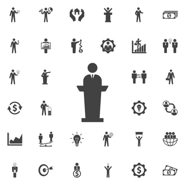 illustrations, cliparts, dessins animés et icônes de homme icône de haut-parleur. - politician politics speech podium