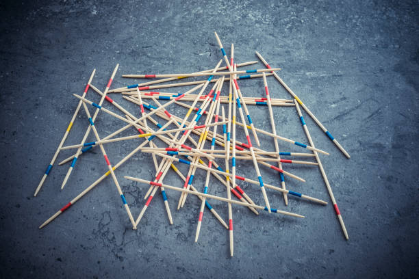 Mikado game sticks in a messy pile