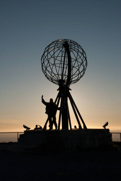 istock Nordkapp. Globe Monument at North Cape, Norway. Midnight at Nordkapp 686929440