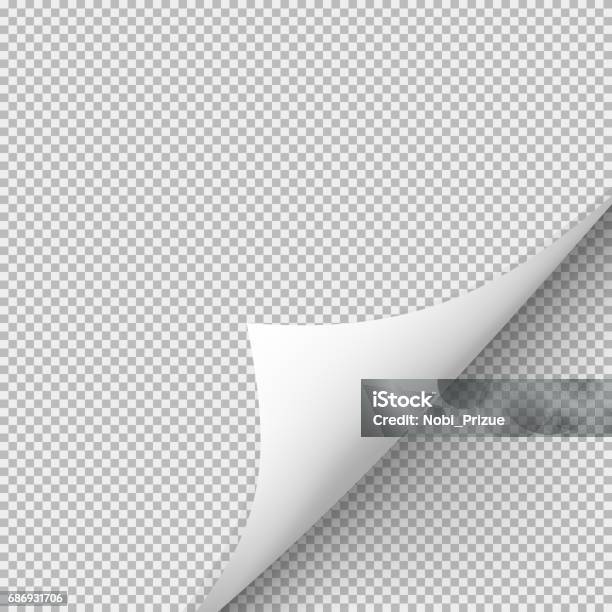 Curled Corner Of Paper With Shadow On Transparent Background Stock Photo - Download Image Now