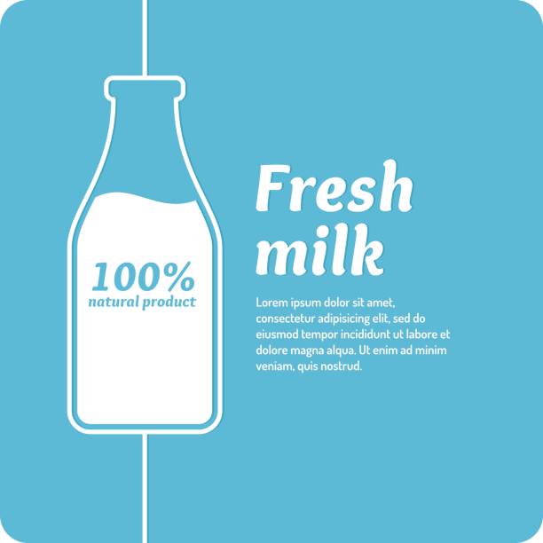 illustrazioni stock, clip art, cartoni animati e icone di tendenza di il poster concettuale originale per pubblicizzare il latte - milk milk bottle bottle glass